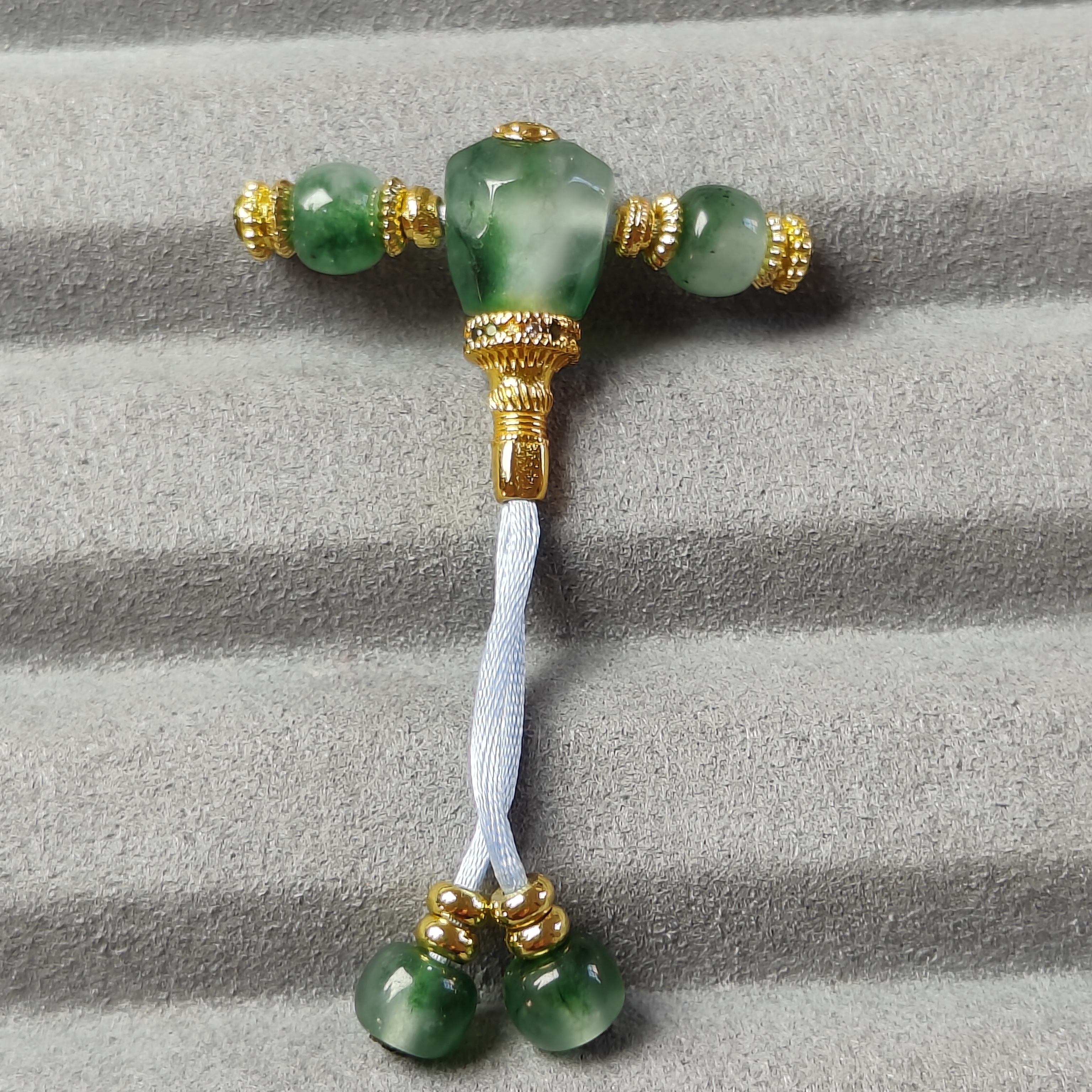 绿玛瑙三通万能轴弟子珠套主珠10.4mm配珠7mm文玩配饰手持108串