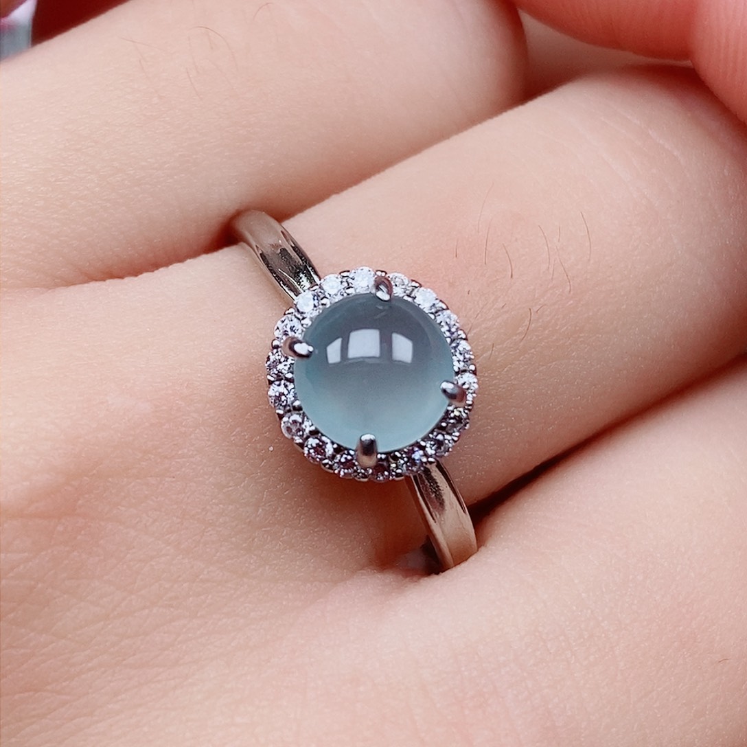 翡翠戒指银S925镶嵌戒指