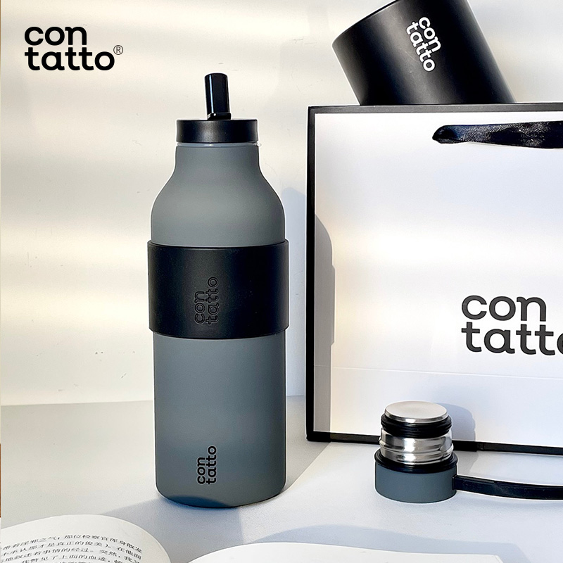【黑白之间】意大利contatto不锈钢保温杯高颜值杯子便携健身水杯