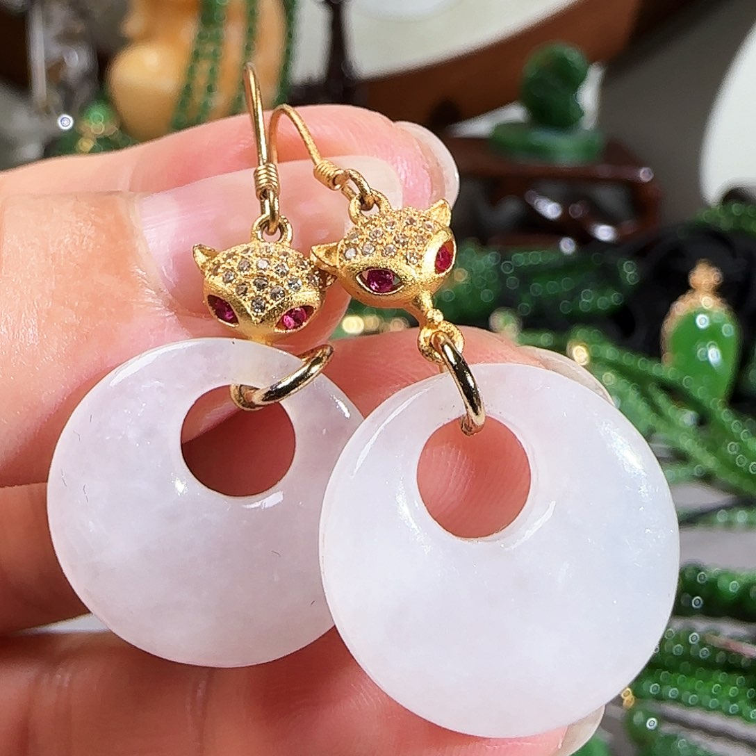 和田玉耳饰银S925镶嵌