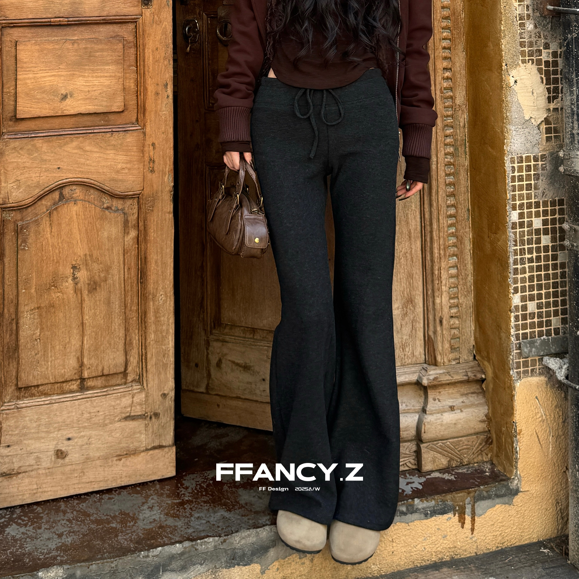 FFANCY.Z【暖序双生】冬日中腰微喇修身暖暖休闲裤#25Z1103