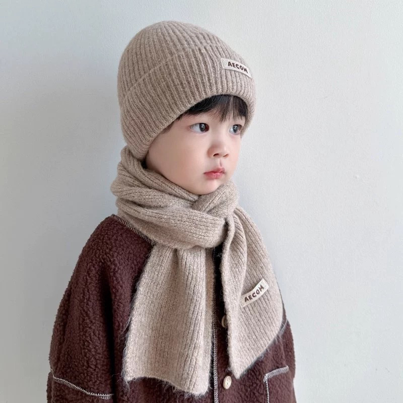 儿童帽子围巾套装大童秋冬季防风保暖宝宝毛线帽冬季男童女童护耳