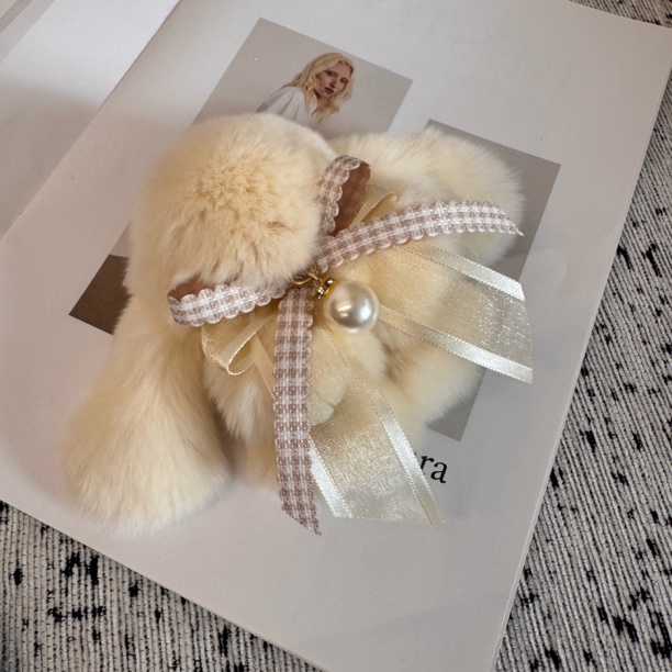 獭兔毛蝴蝶结小兔子ins可爱汽车钥匙扣书包包包挂饰女