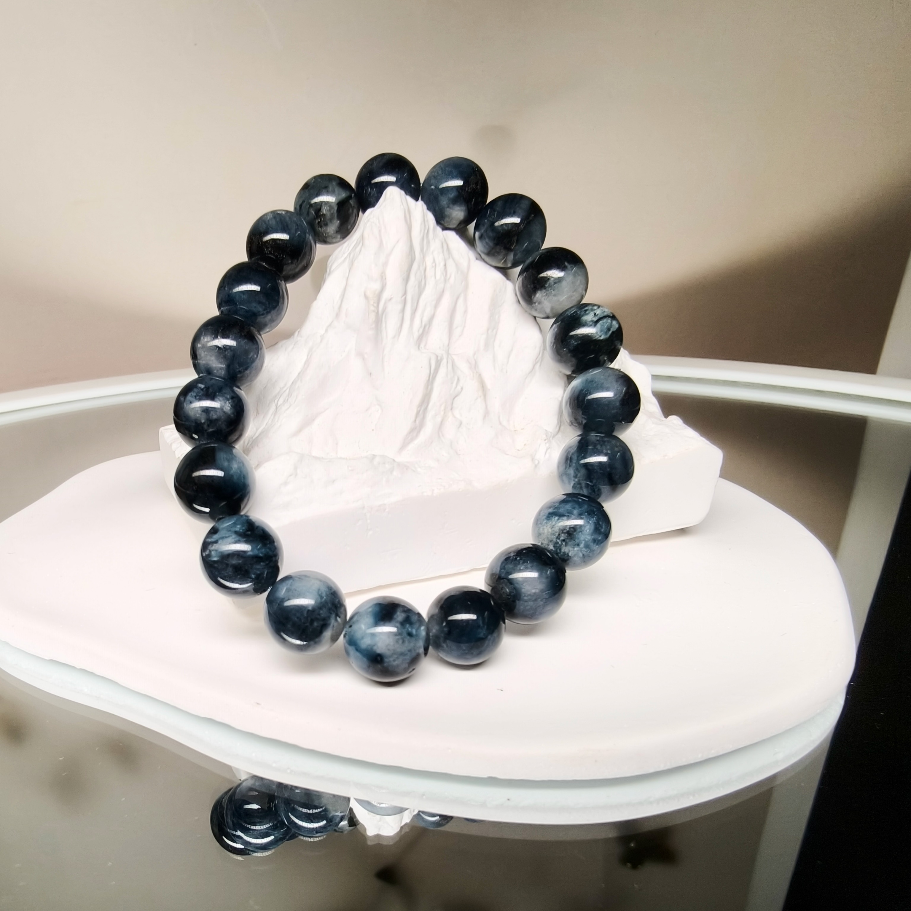 老矿蓝兔毛手串 多样性发一
