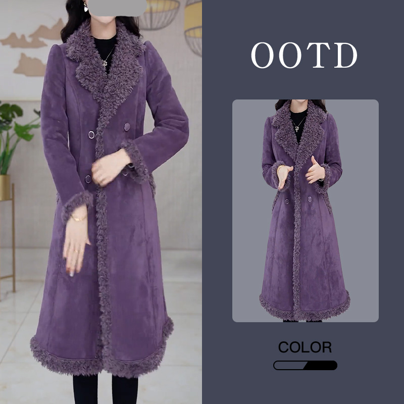 2025厚款温柔气质长袖保暖中长款冬季女常规款外套显瘦网红外套