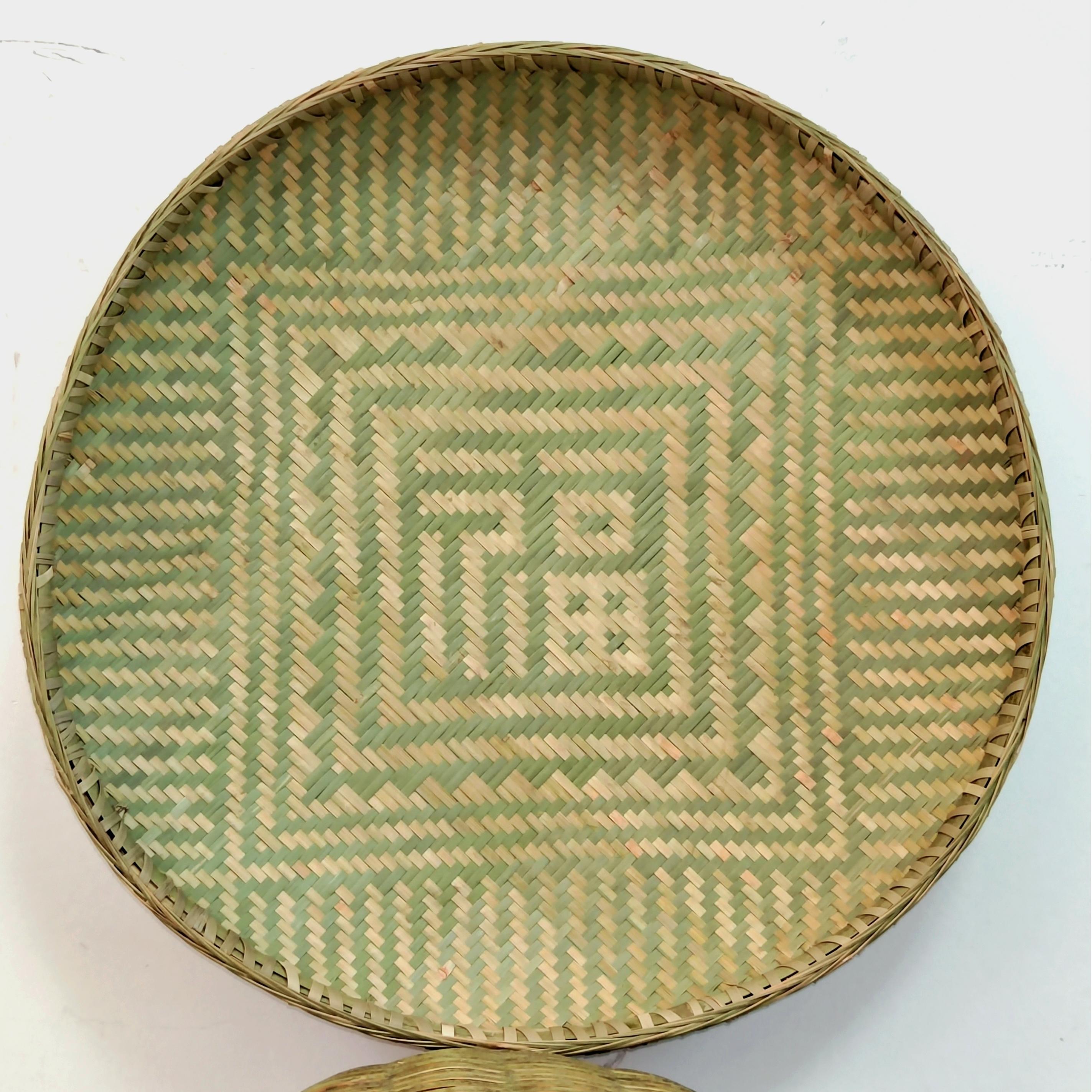 【直径48cm精品“福”字篮盘】福气满满送礼送亲戚挂件摆设金竹精编