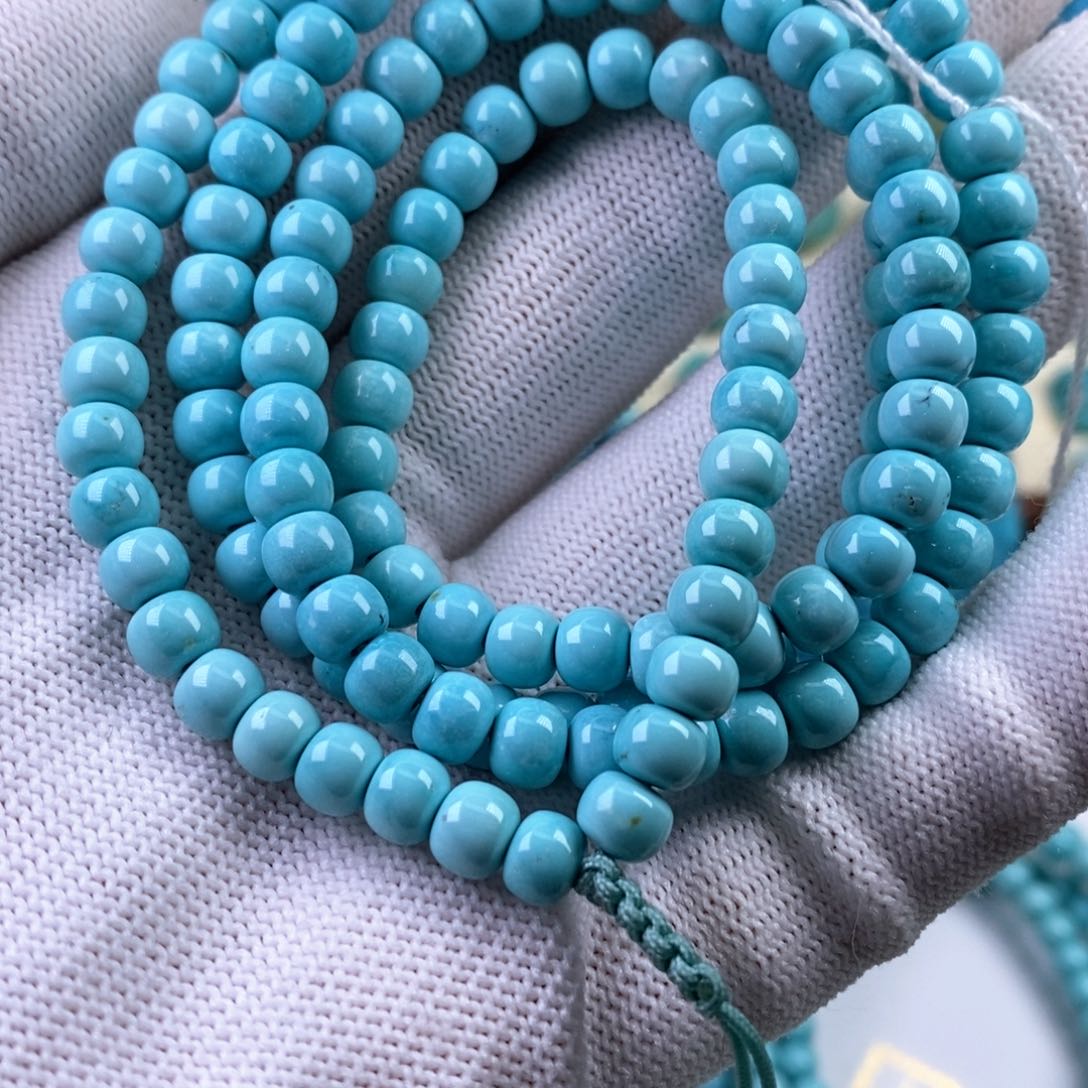 绿松石珠宝奇石未镶嵌丫角山料老型串