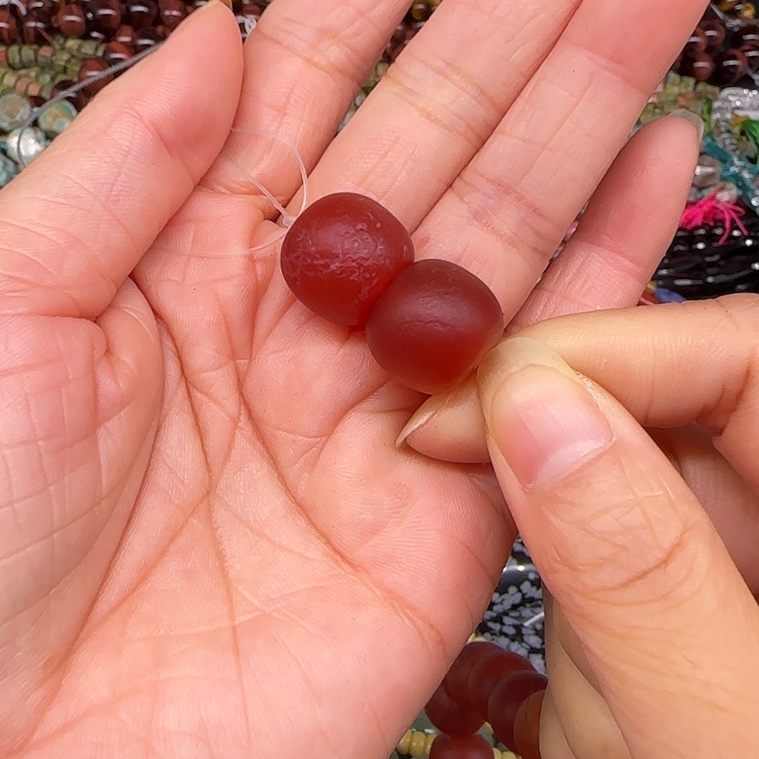 玛瑙/玉髓合金珠宝半成品橘皮玛瑙14mm2颗