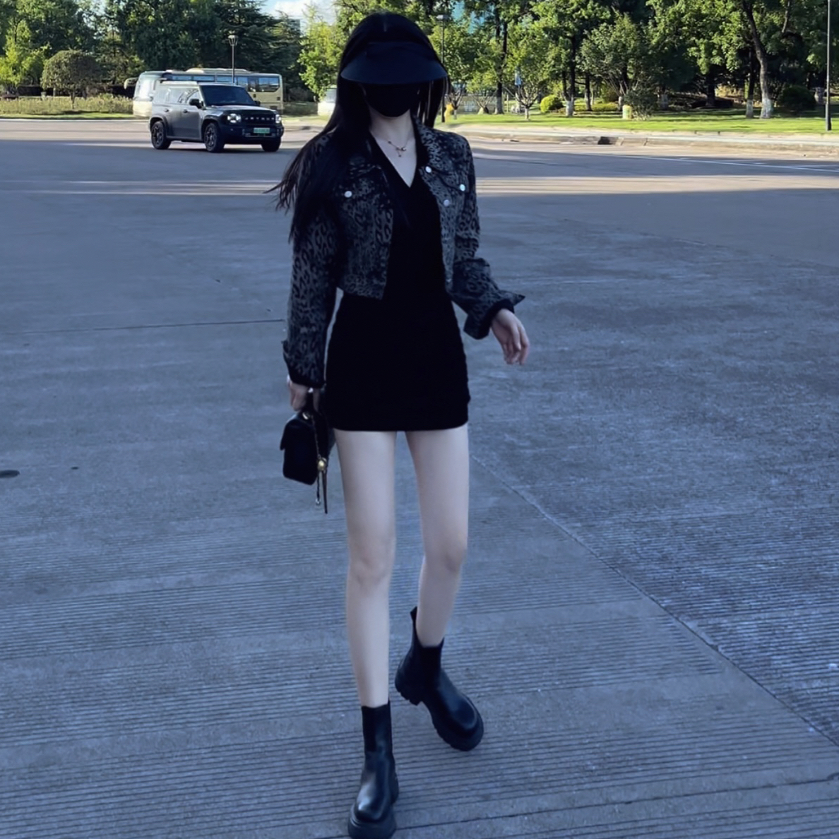 高品质豹纹牛仔上衣