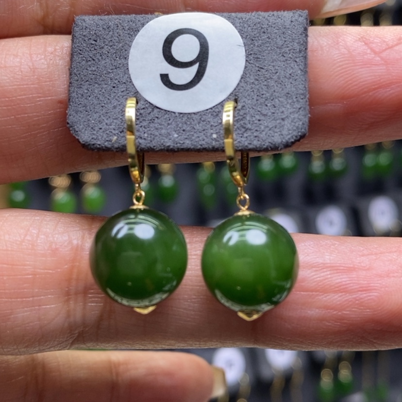 【闪购商品】和田玉耳饰18K金镶嵌11.8mm圆珠厚金耳扣款