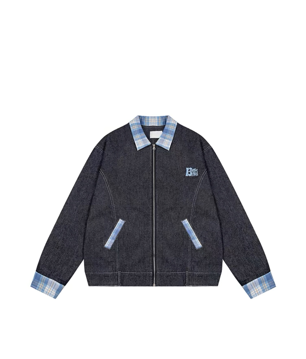 亿万少*格子拼接牛仔外套（No退换）