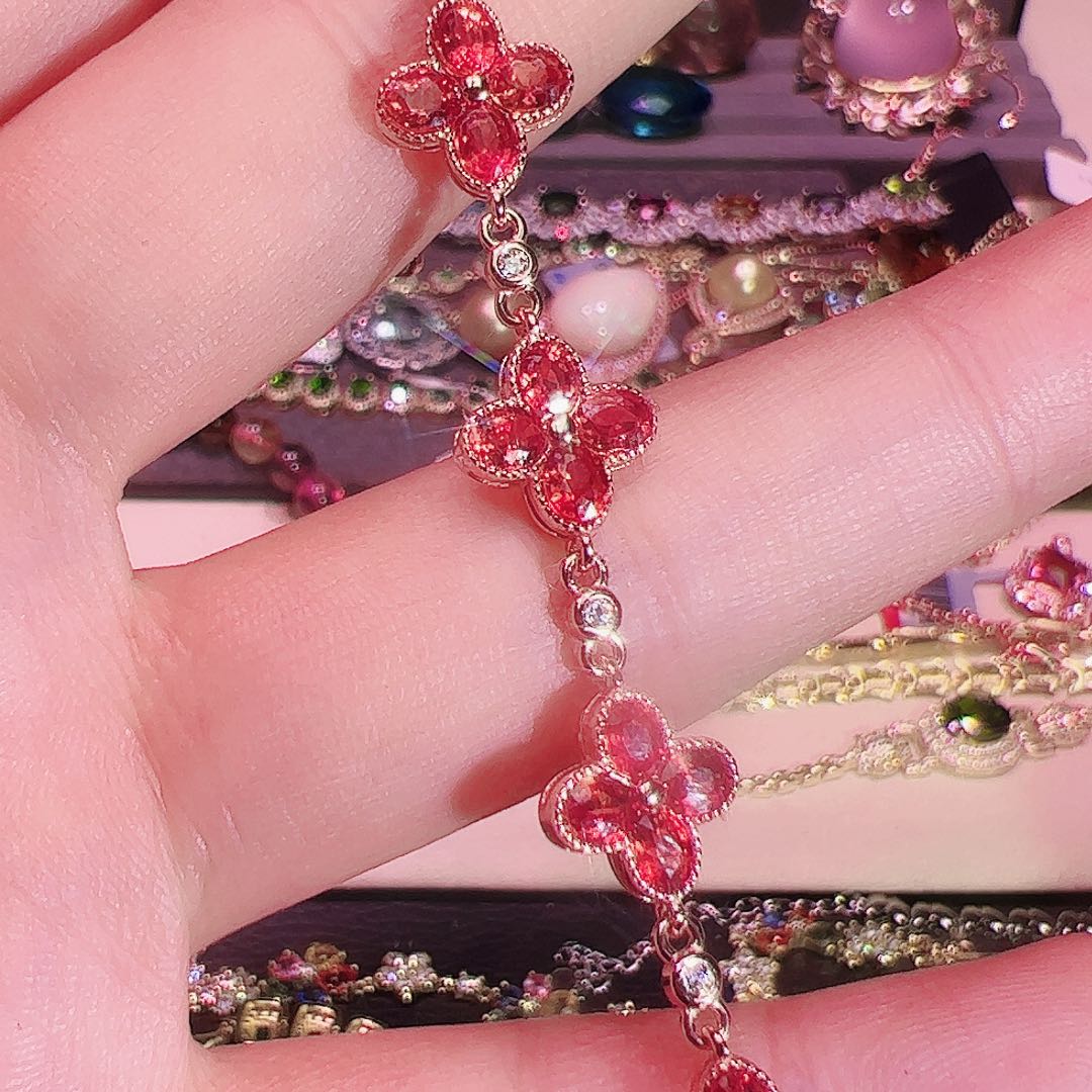 彩色蓝宝石手链银S925镶嵌