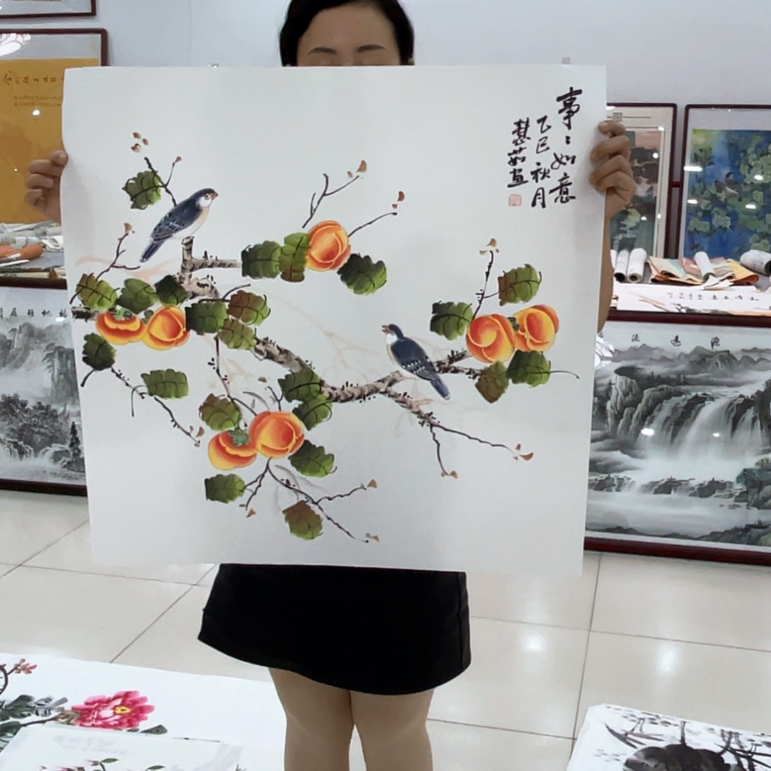 国画纯手绘的山水花鸟