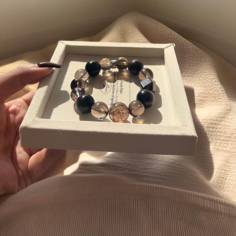 非金属仿珍珠手链 防水逆（黑金原创系列）黑金超七黑金曜石茶晶