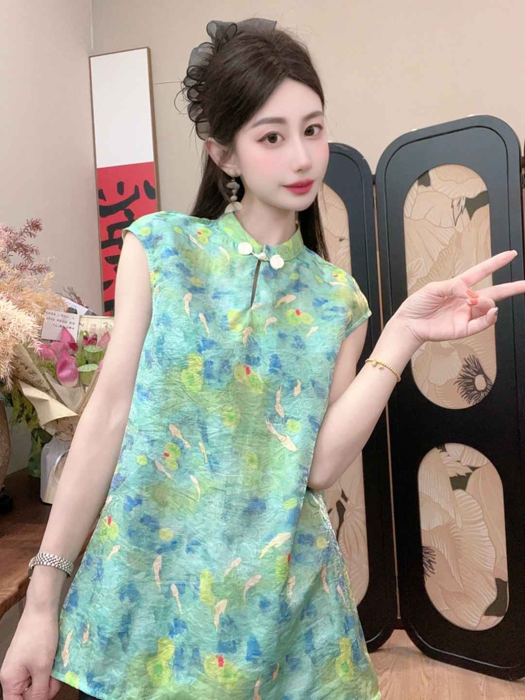 【池梦鲤】2025夏季新款气质百搭显瘦新中式短袖女日常宽松中长款