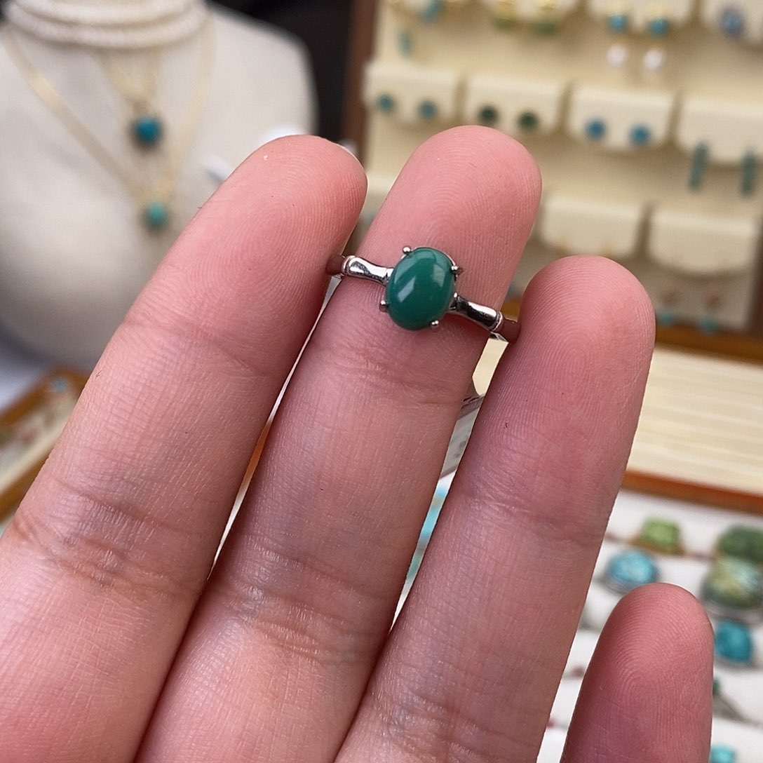 绿松石戒指银S925镶嵌