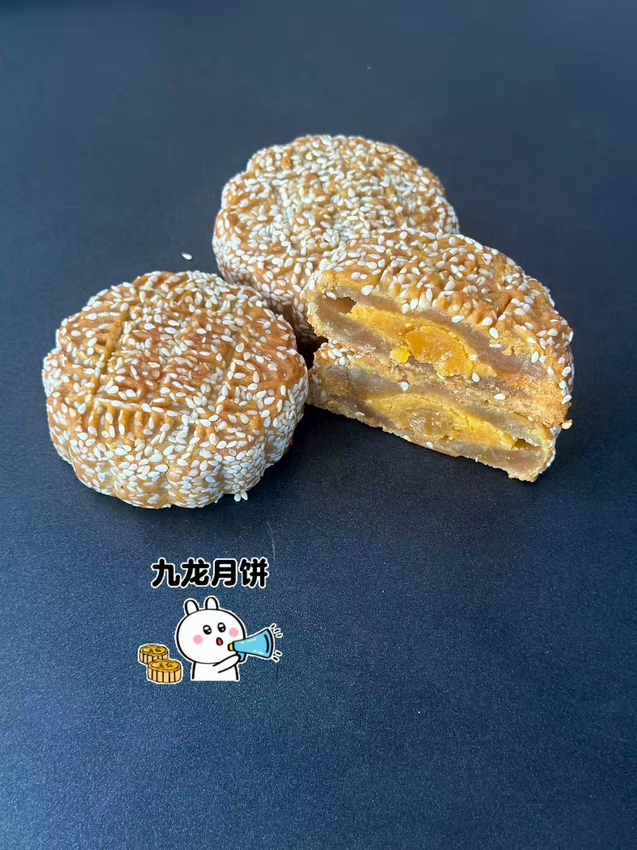九龙面包屋 芝麻蛋黄月饼 老式传统糕点营养休闲解馋小零食
