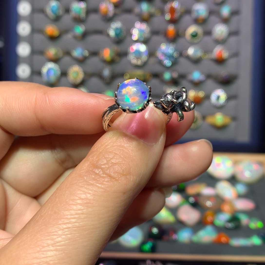 欧泊戒指款式银S925镶嵌