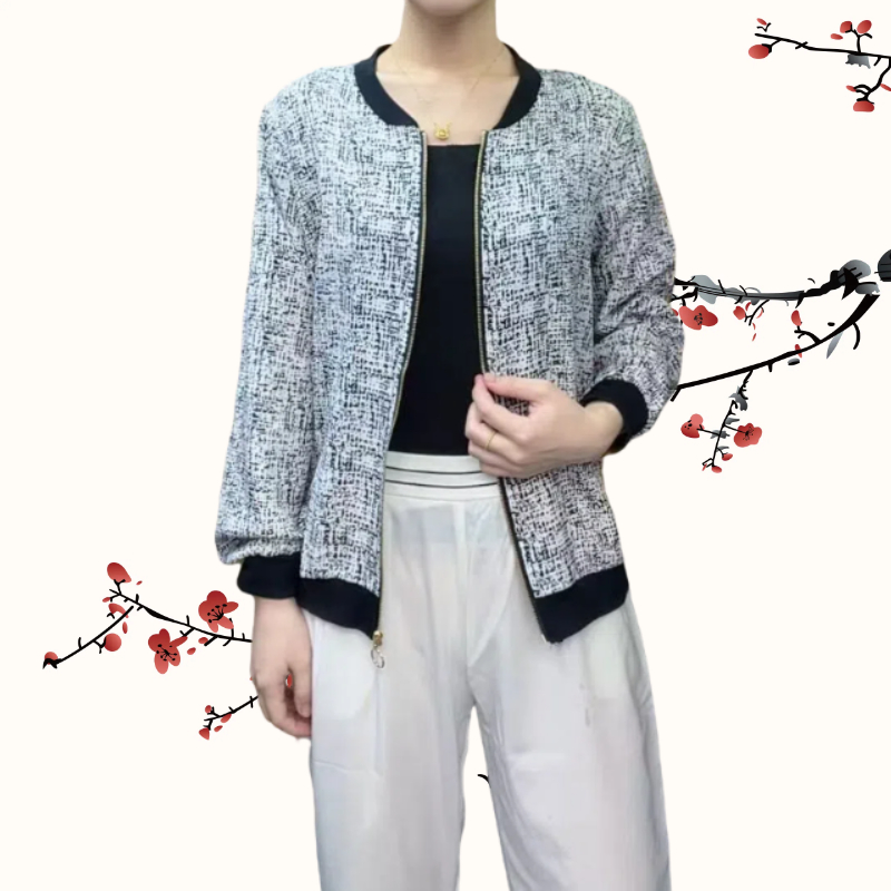 【墨影】夏季上衣洋气大码女士百搭休闲轻薄开衫妈妈装短外套