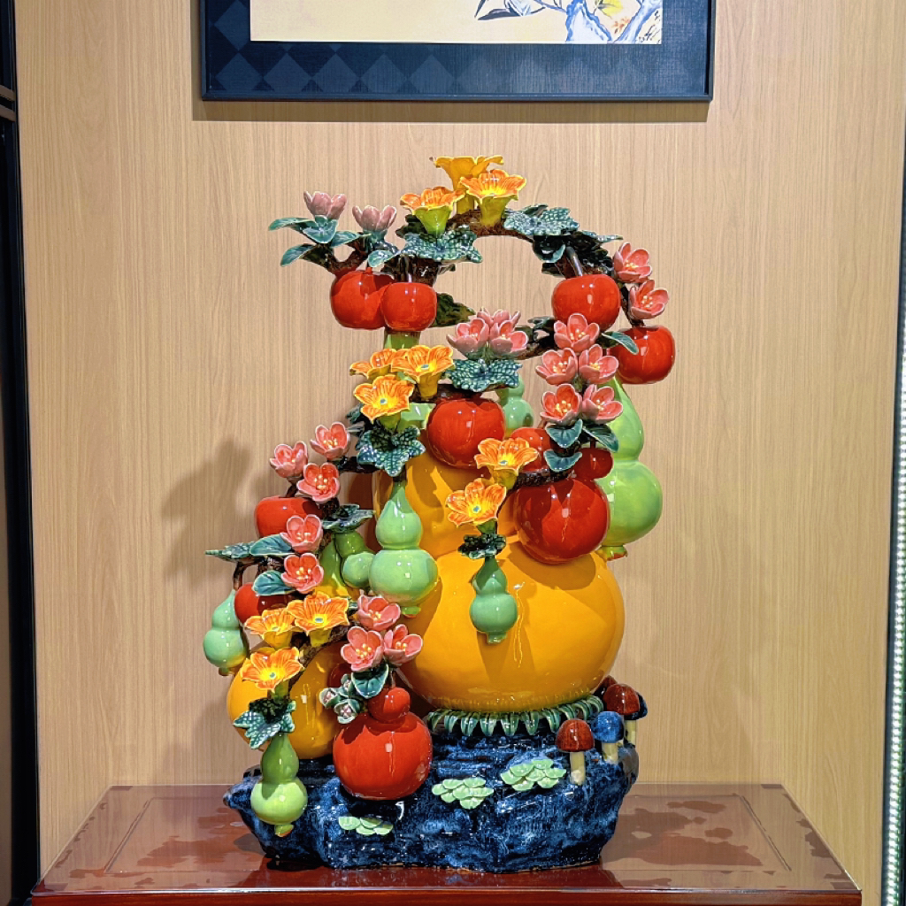 【福禄平安苹果葫芦】乔迁摆件石湾公仔尺寸长度41高度63