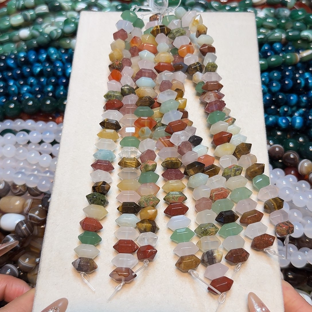 玛瑙/玉髓未镶嵌珠宝半成品多宝双尖7✖️14mm