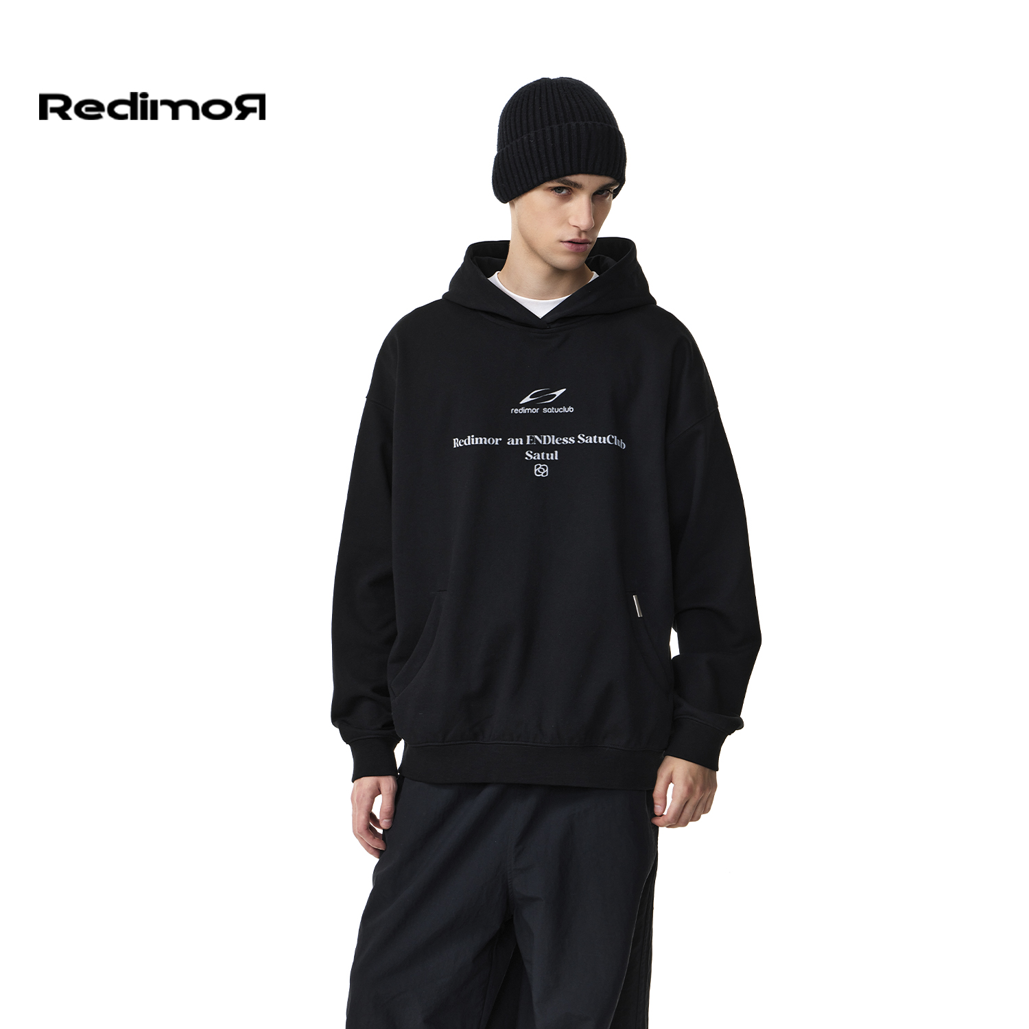 REDIMOR美式连帽卫衣男女秋季宽松休闲情侣帽衫上衣外套253RC1280