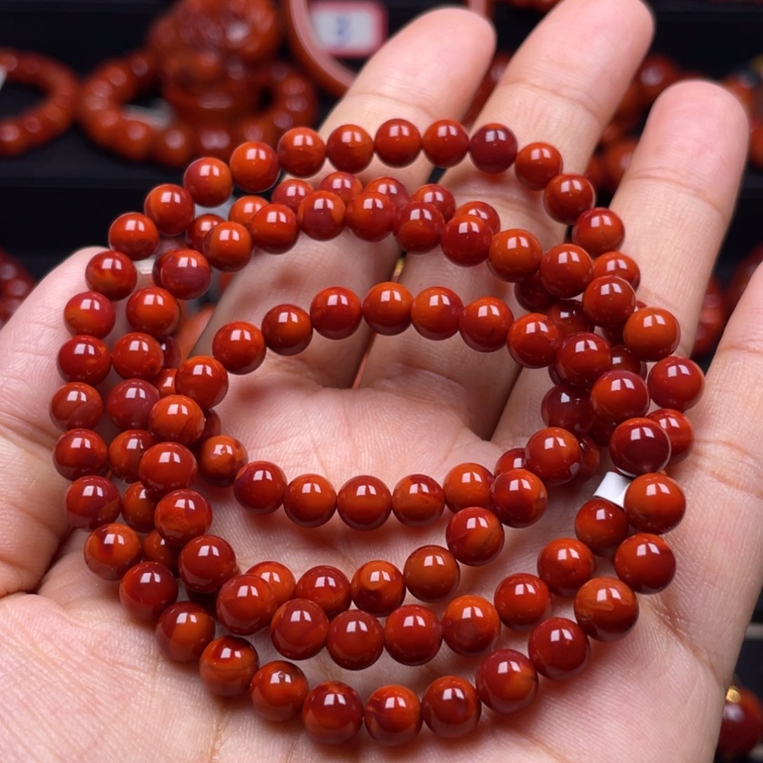南红玛瑙珠宝奇石未镶嵌多圈6mm