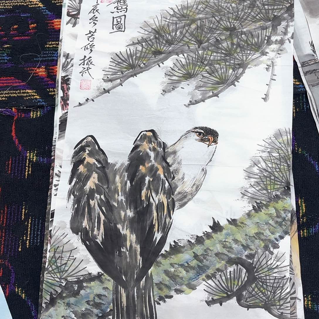 国画三尺花鸟作品朱