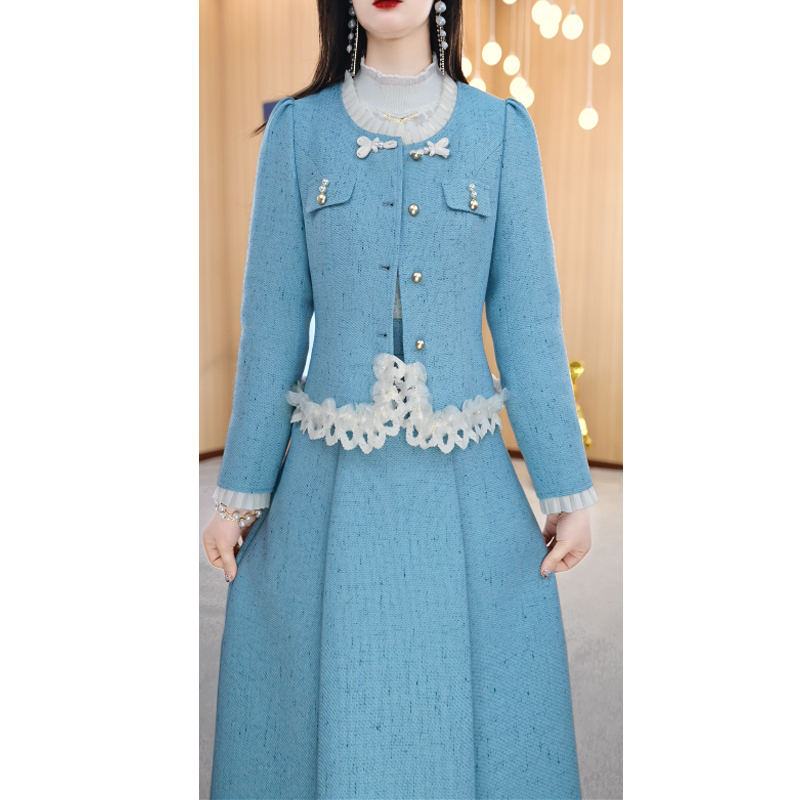 【两件套】春季设计感圆领气质减龄轻奢通勤中长款两件套套装M-4XL