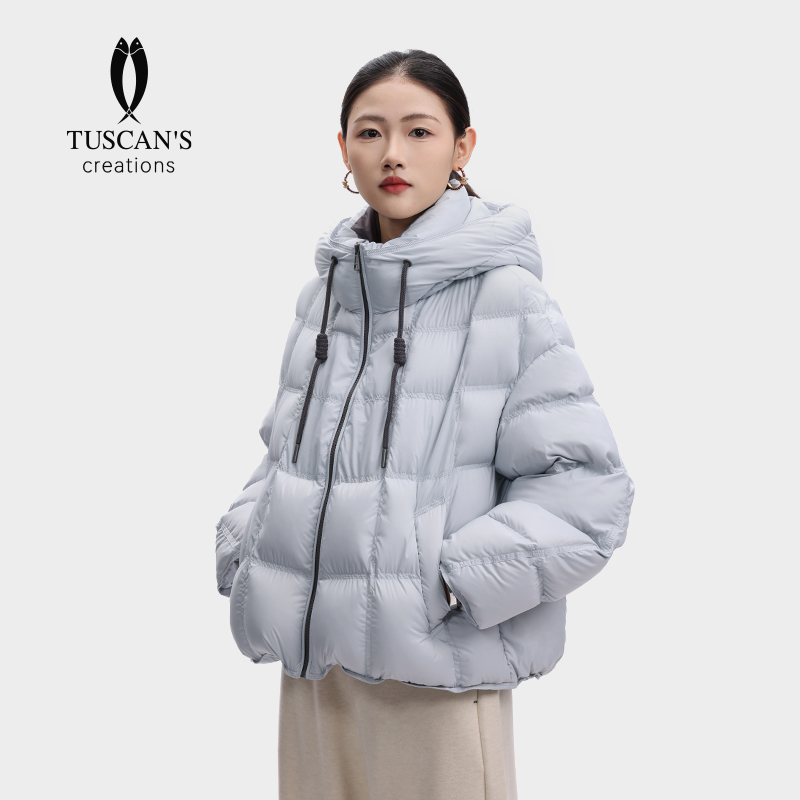 TUSCAN'S CREATIONS秋冬女士百搭保暖短款羽绒服休闲连帽外套时代