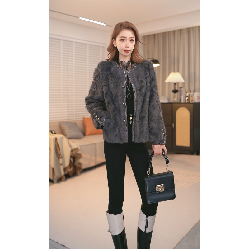 2025小香风外穿新中式新款毛毛外套女气质加厚短款YX25A1002-5