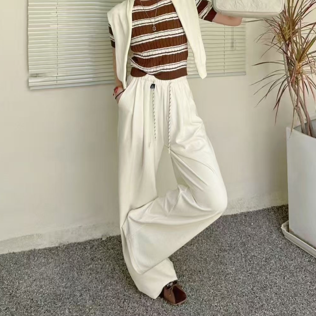 秋季厚款羊绒高腰大版型阔腿裤拖地裤宽松高腰显瘦垂感休闲裤百搭