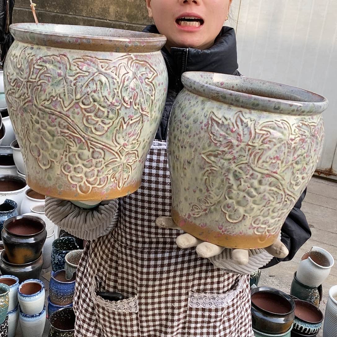 紫砂花盆瑕疵口20高20瑕疵