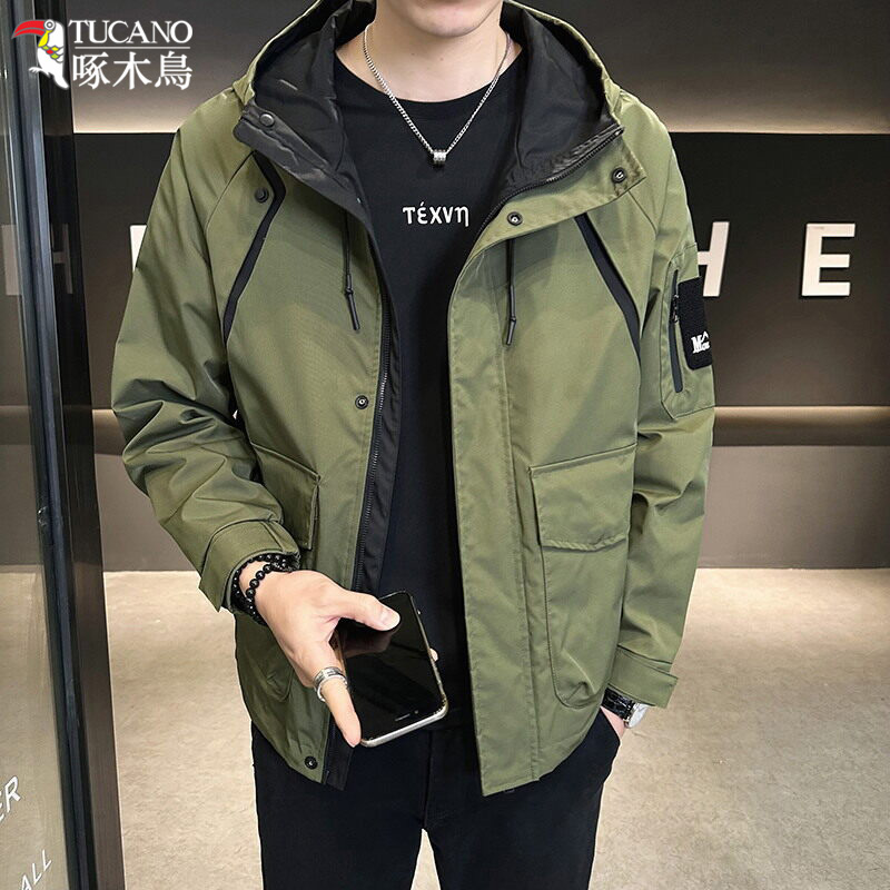 TUCANO/啄木鳥时尚潮牌工装连帽夹克男士宽松百搭冲锋衣外套1718