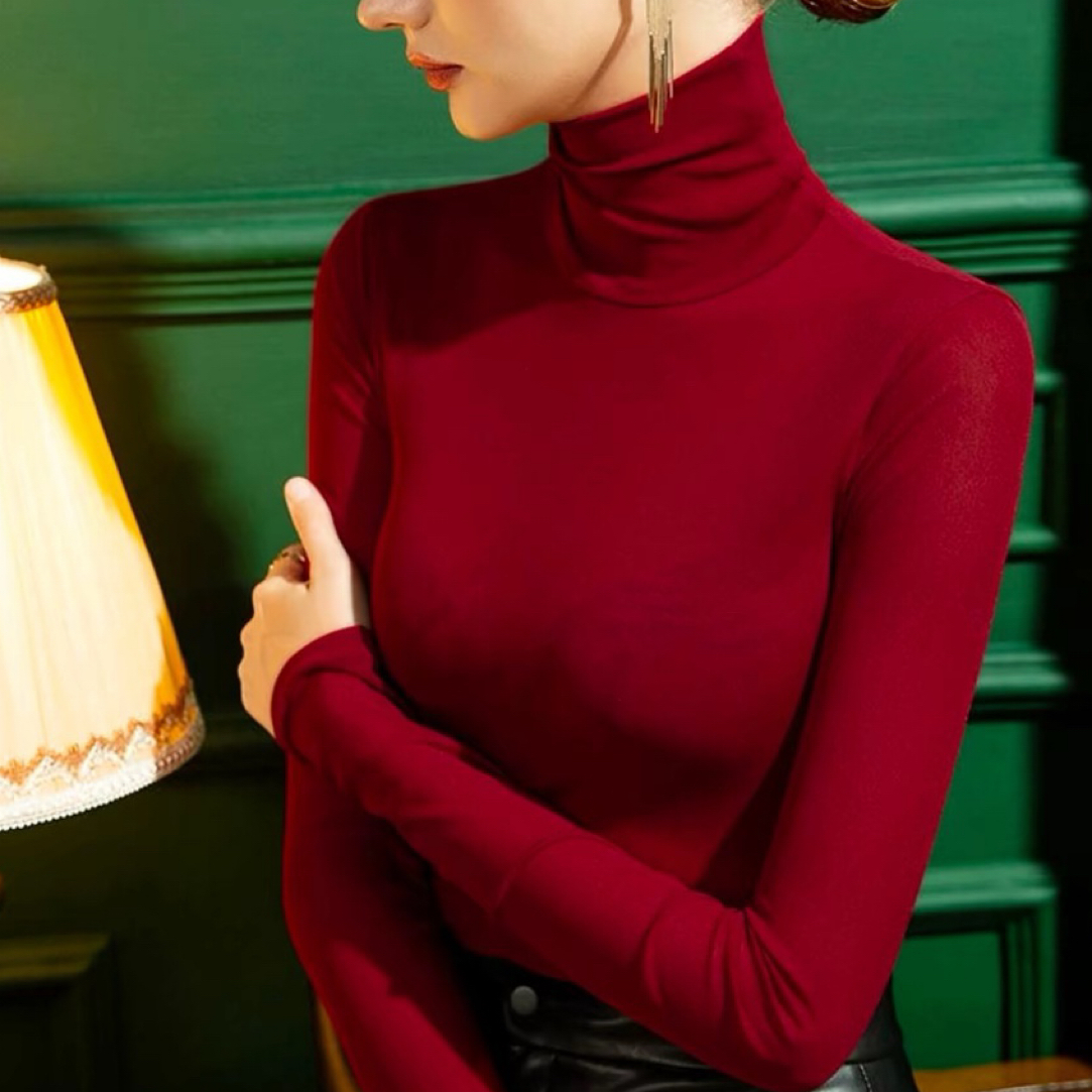 纯色女高领双面发热加厚德绒T恤时尚半高领保暖修身