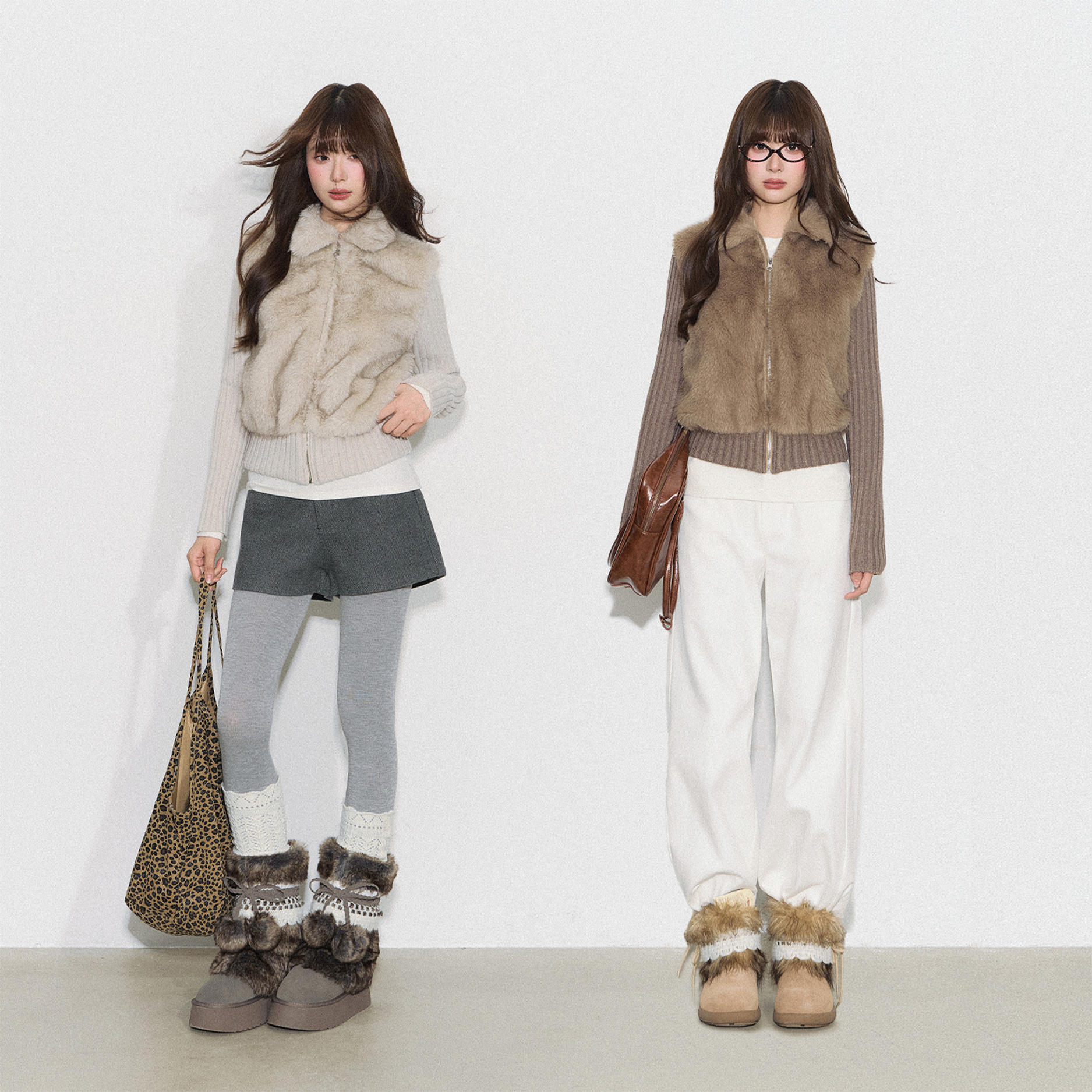 【达人专属】CyNi美拉德复古毛绒拼接短款上衣假两件毛毛外套女