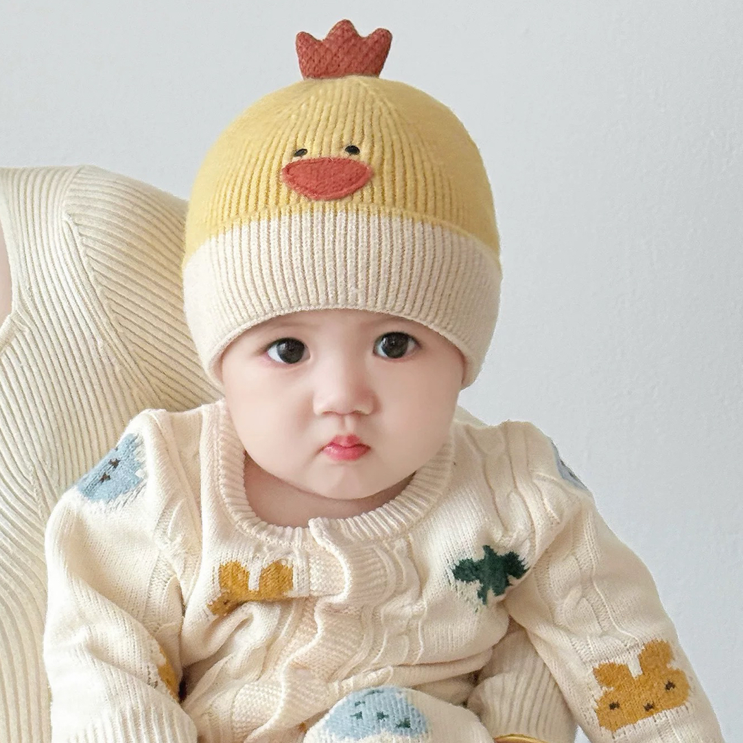婴儿帽子秋冬季新生婴幼儿超萌小童毛线帽冬天男女宝宝保暖针织帽