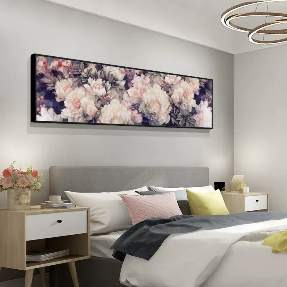 十字绣轻奢牡丹床头画花开富贵新款线绣客厅卧室简约高级感花卉图