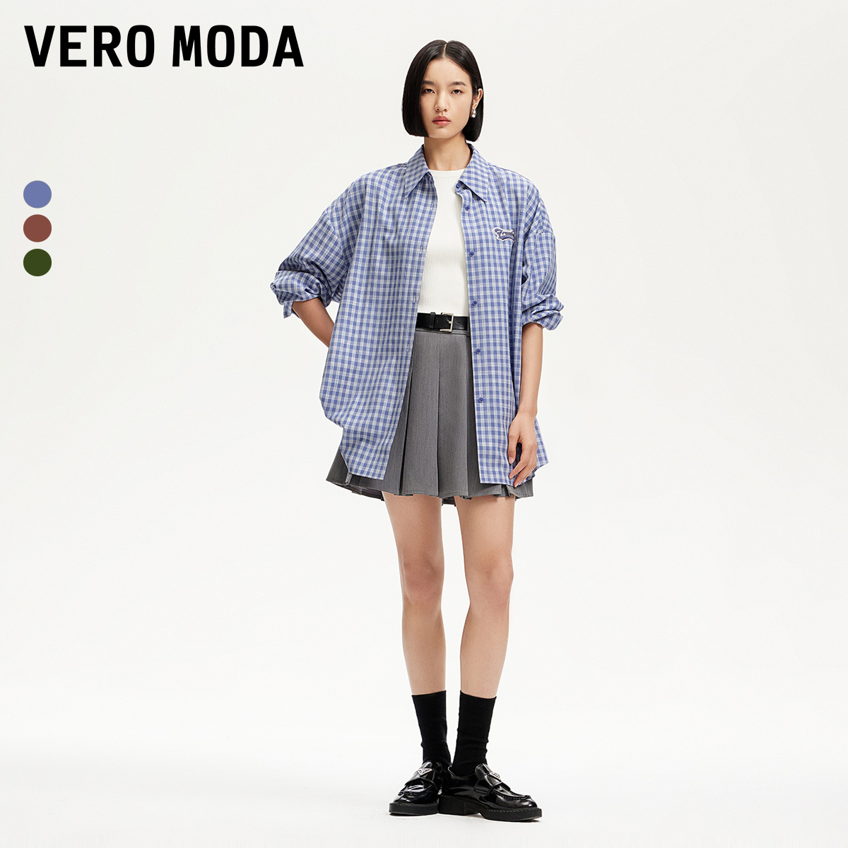【达人专属】Vero Moda衬衫洋气女装格纹刺绣贴布印花325105026