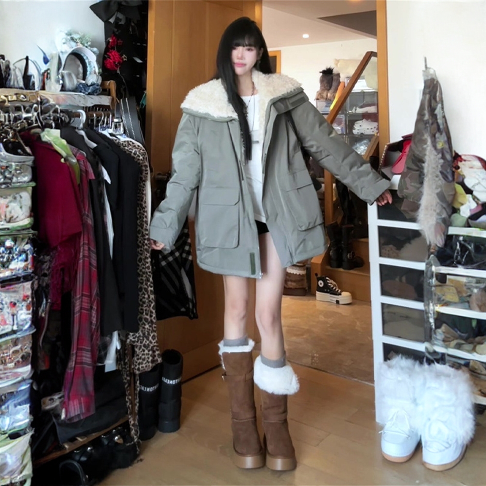 2025新款加厚中长款派克服羊羔绒冲锋棉衣冬季派克外套赵露思同款