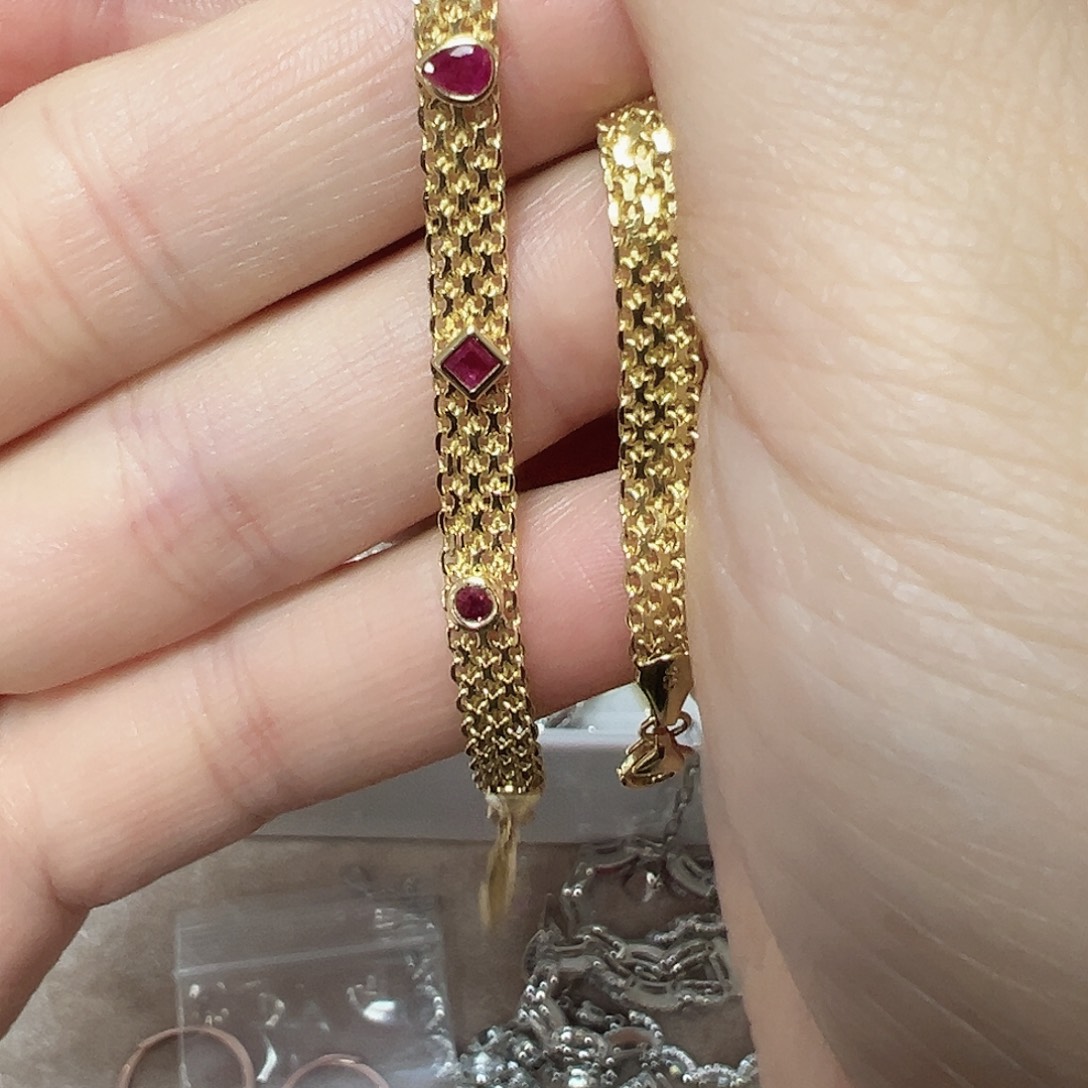 希****银S925镶嵌红宝石手链拍三单发一单