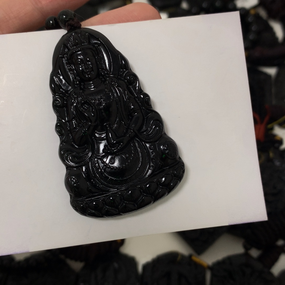 天然缅甸a货钢琴黑挂件