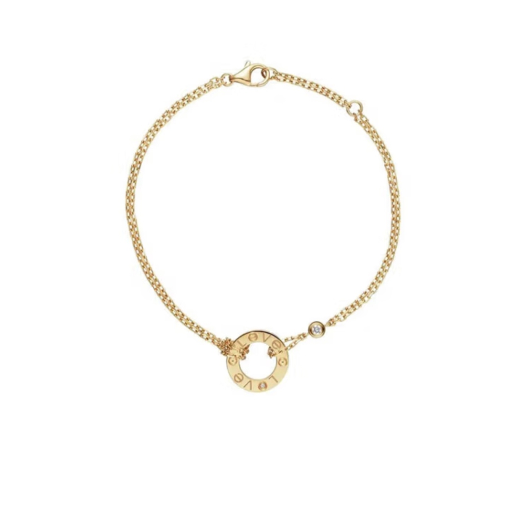 99新 Cartier/卡地亚 LOVE系列 18k黄金镶钻小圆饼手链40373