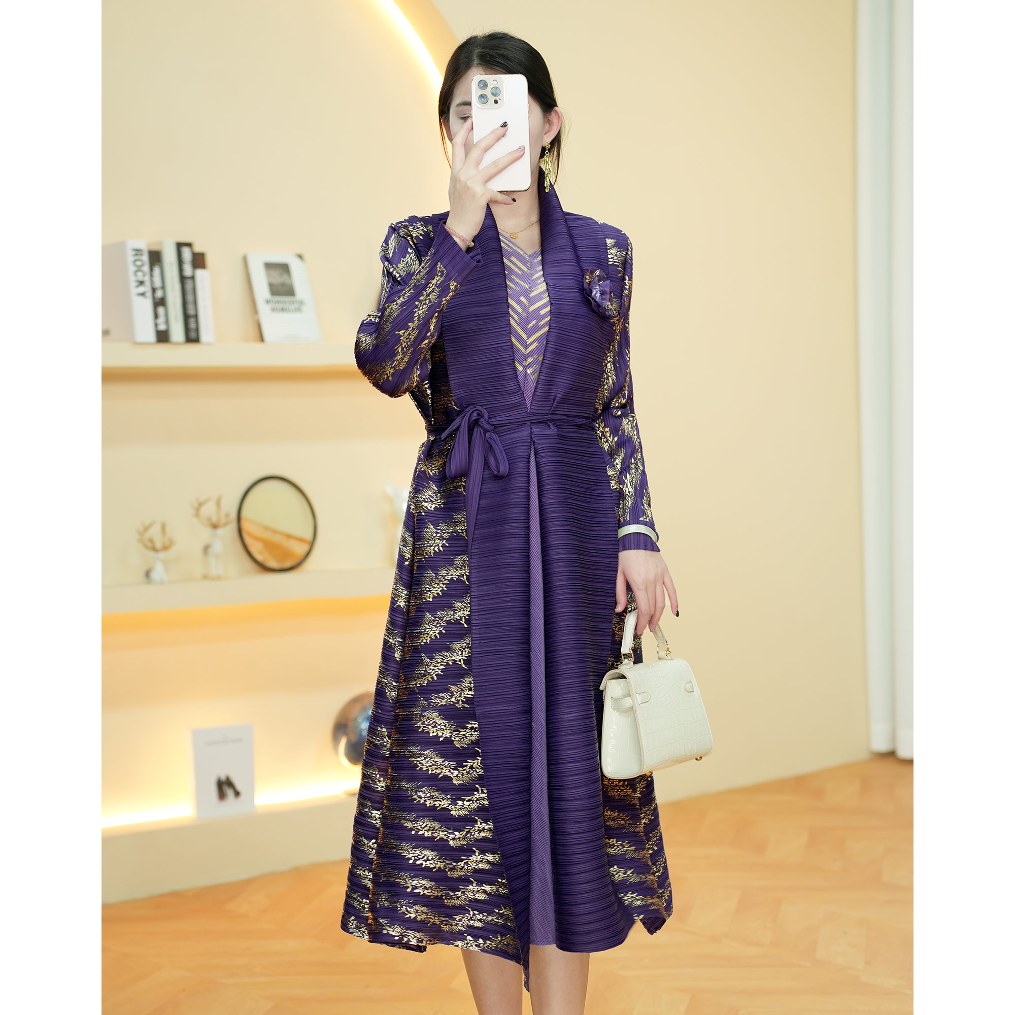 【欧洲站】YY031高端长袖连衣裙妈妈春季女装新款