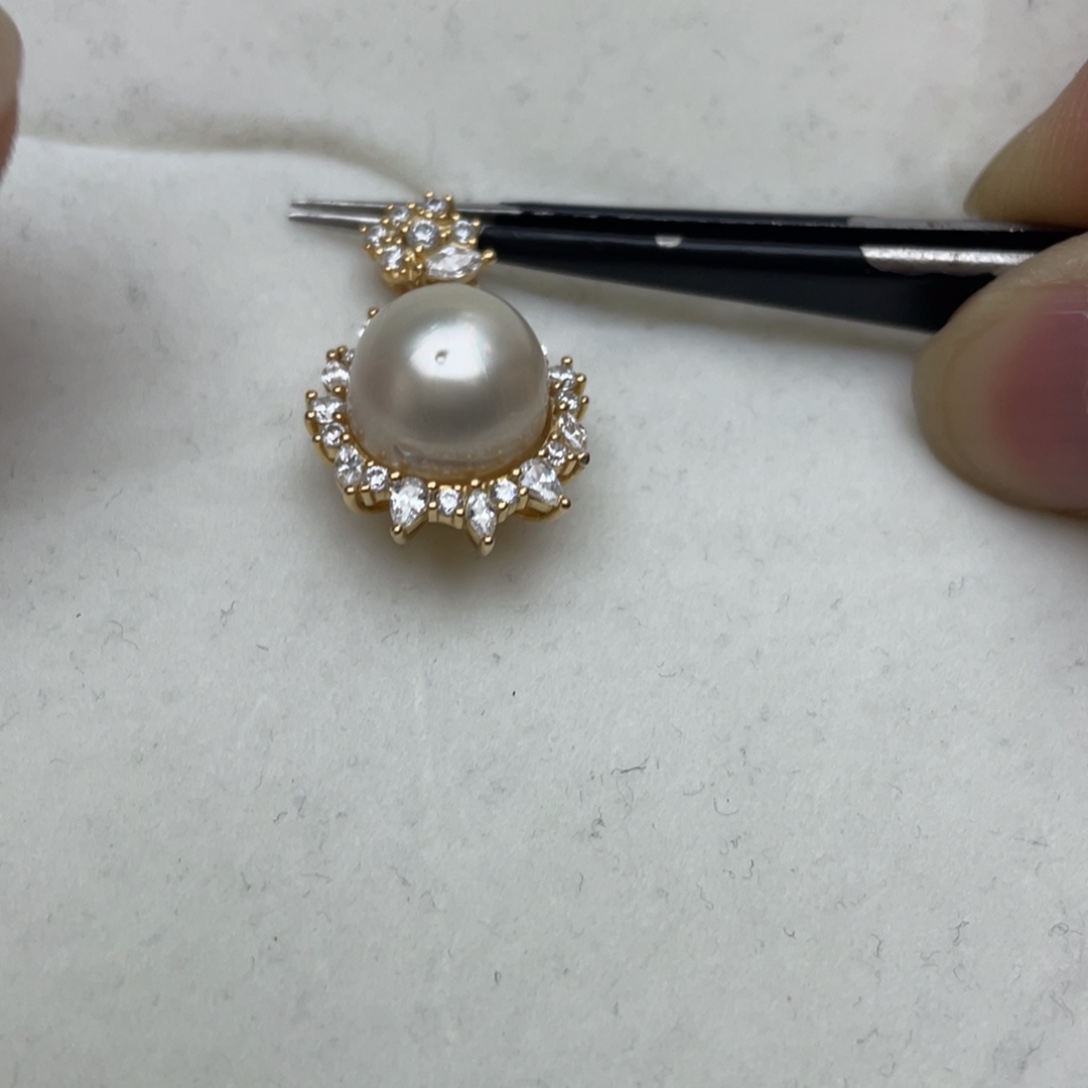 吊坠(不含链)银S925镶嵌海水珍珠