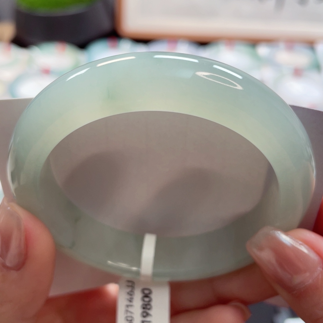 【闪购商品】翡翠手镯未镶嵌53.6冰胶芙蓉飘绿花葡萄肉5号