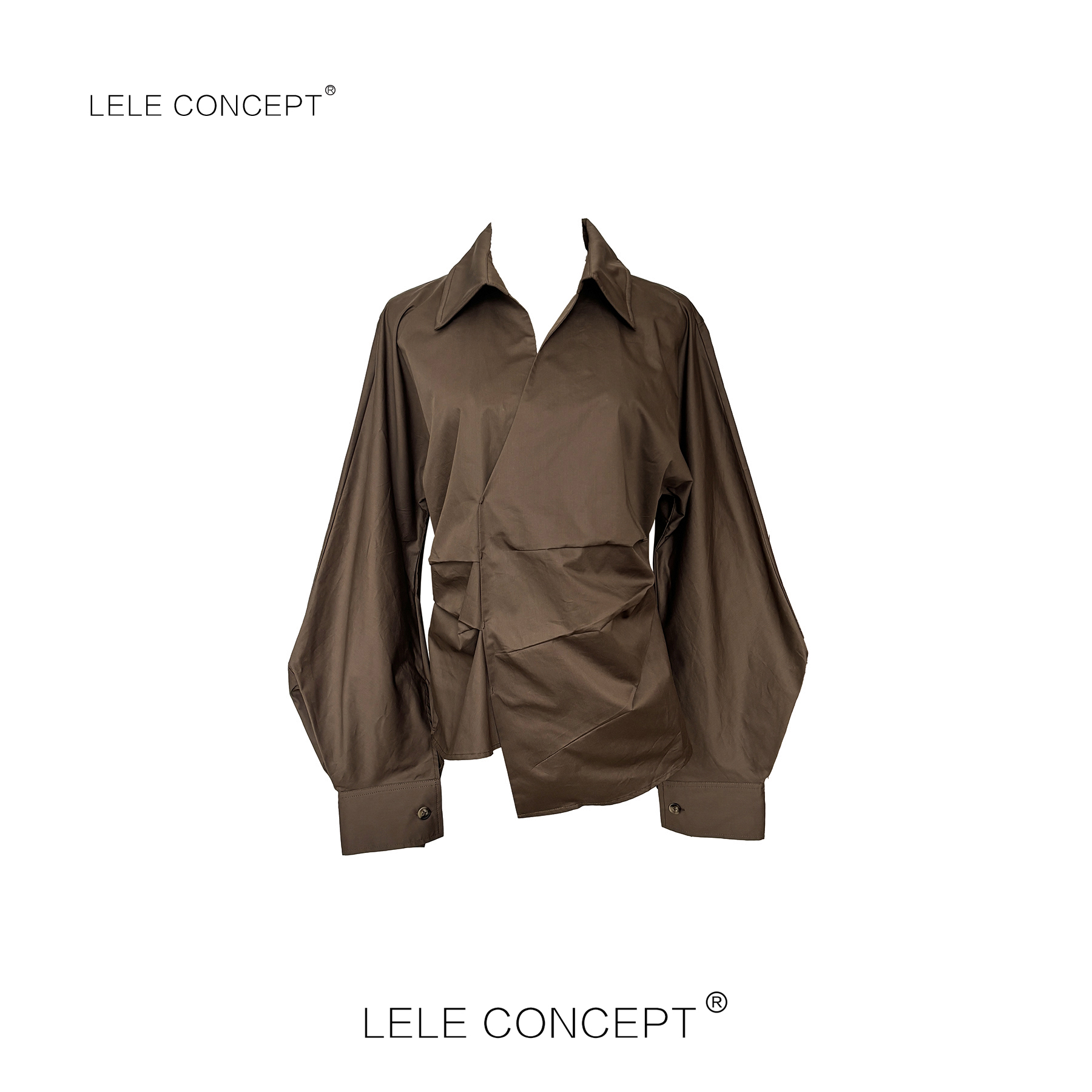 LELE CONCEPT丨【如一】都市轻奢复古气质款捏褶两色衬衫FC25C0046W
