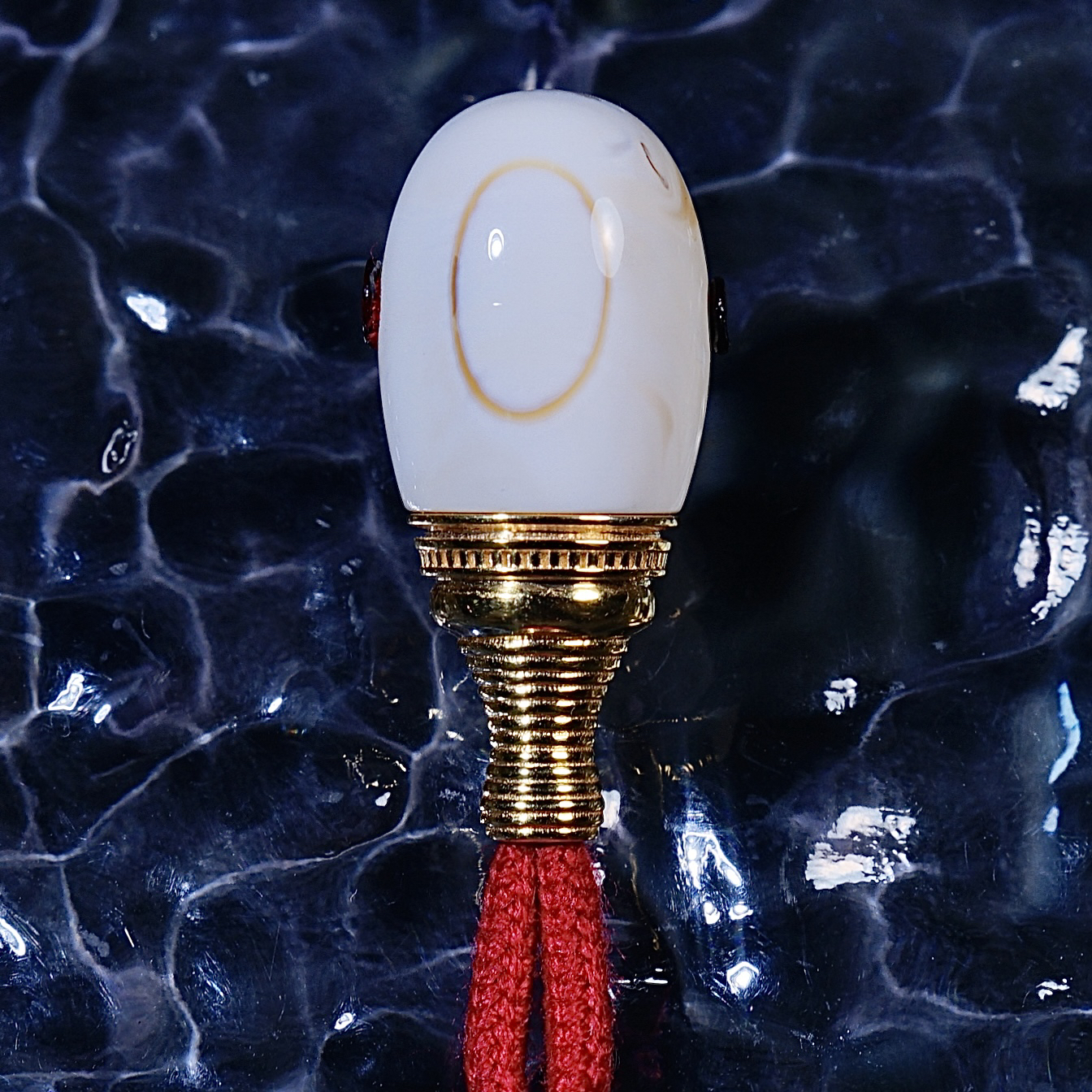 天然瓷白天眼蜜蜡精工18k金分体三通11×25×11mm