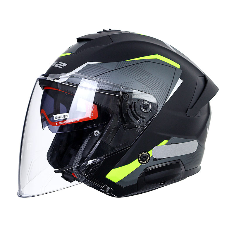 LS2摩托车头盔男女双镜片半盔四季电动车机车3C认证舒适冬季OF618