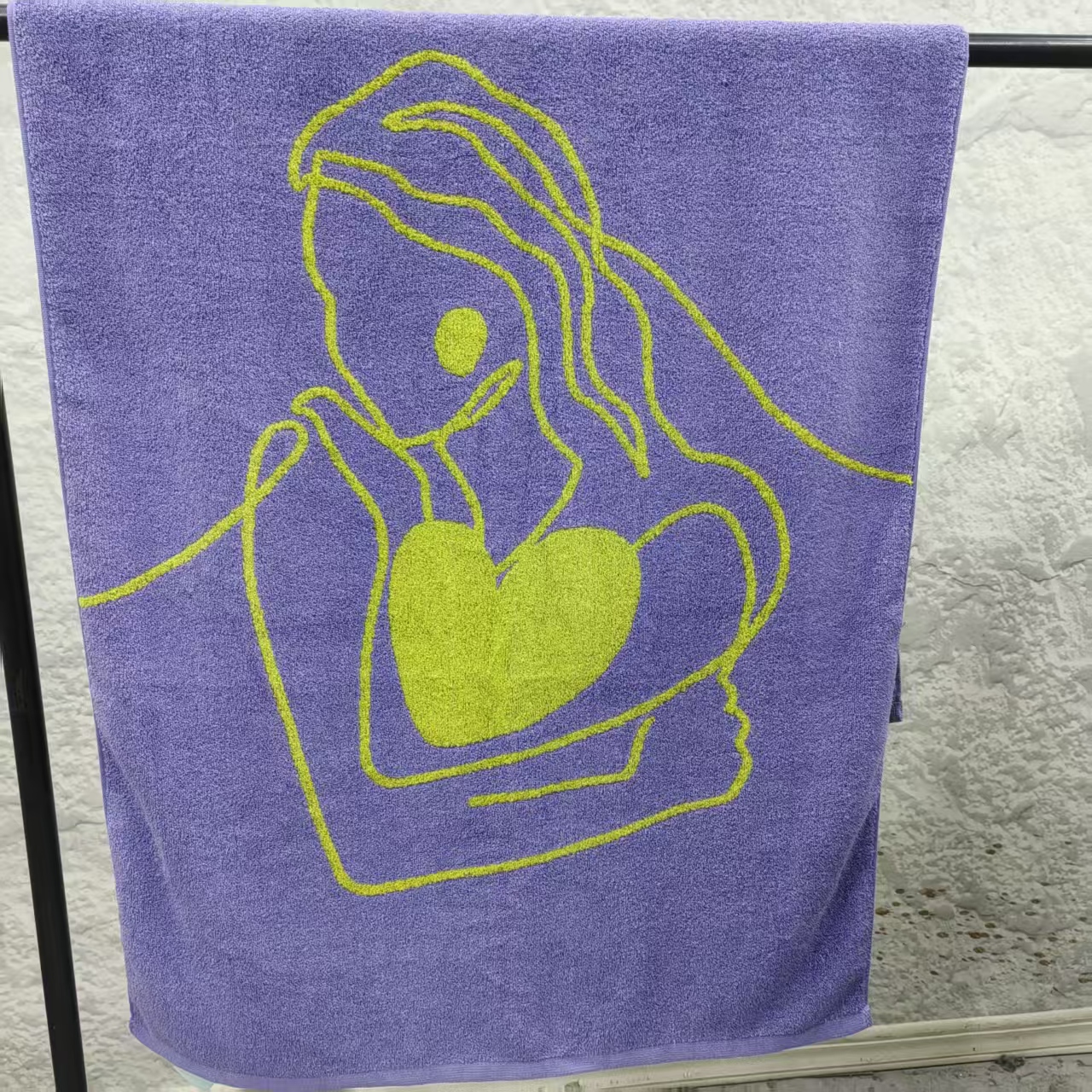 紫色爱心女孩浴巾【70*140】